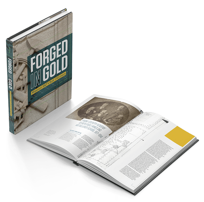 Cover and interior view of the book Forged in Gold