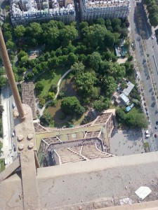 Looking straight down from the top of the Eiffel Tower.
