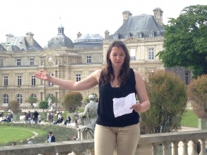 Julie gives a presentation on the Luxembourg Gardens.