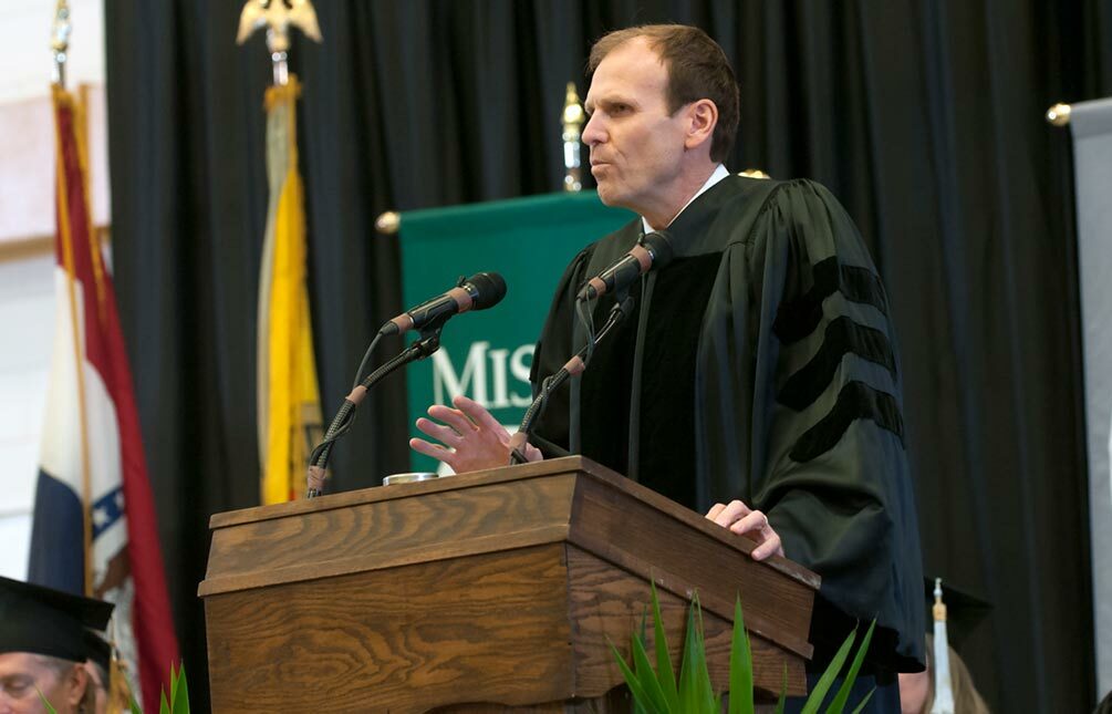 Gary White, co-founder of water.org, speaking at Missouri S&T's December 2013 commencement