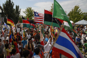 The 2013 Celebration of Nations festival included flags representing more than 80 countries. Missouri S&T's Applied Language Institute supports the event.