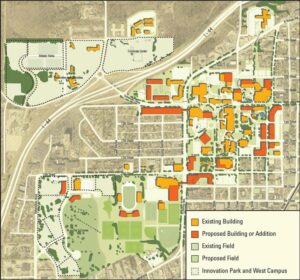 This map of the campus master plan envisions a new look for Missouri S&T.