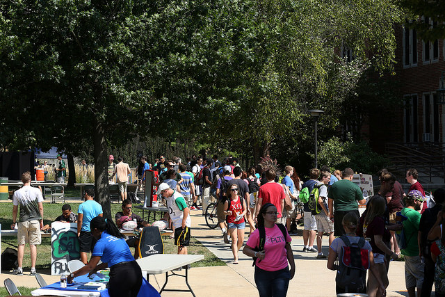 Missouri S&T students check out the more than 200 student organizations on campus during Minerama 2014.
