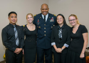 From the left: Joseph Baleta; Denise Minard; Maj. Gen. Leslie C. Smith; Caroline Tran; and Carly Ecker. Photo submitted.