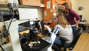 Dr. Katie Shannon, right, associate teaching professor of biological sciences at Missouri S&T, is part of the Center for Statistical and Computational Modeling of Biological Complexity.