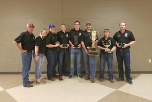 The Missouri S&T mine rescue Gold Team took first place in a recent competition in New Iberia, Louisiana. From left, advisor Jimmie Taylor and team members Deanna Fitzgerald, Will Hoover, Drew Hanneke, Tanner Eliuk, Holden Henry, Katie Sewester and Ross Hoover.