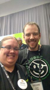 Graduate student Katrina Ward met cybersecurity expert David Kennedy while attending the Grace Hopper conference.