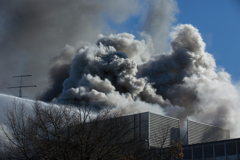 Emerson Electric Hall is vacated as local emergency response teams extinguish a fire on the roof in Rolla, MO on Thursday Dec. 8, 2016. Sam O'Keefe/Missouri S&T