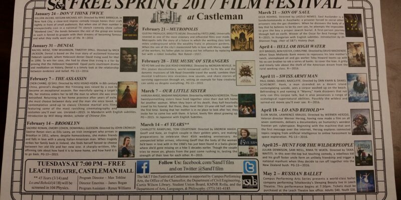Missouri S&T’s Free Spring Film Series starts Jan. 24