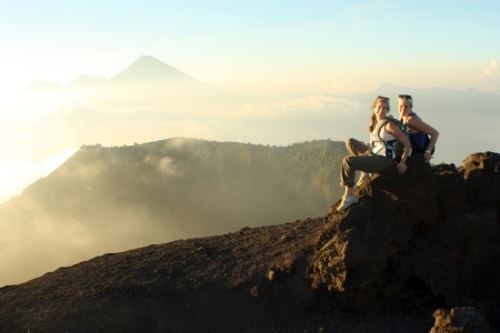 S&T students pose on a volcano in Guatemala during a class trip.