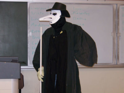 Westenberg dresses up as a plague doctor and visits local middle schools to educate students about how diseases like Black Death were combated during the Middle Ages. Photo contributed by Dave Westenberg