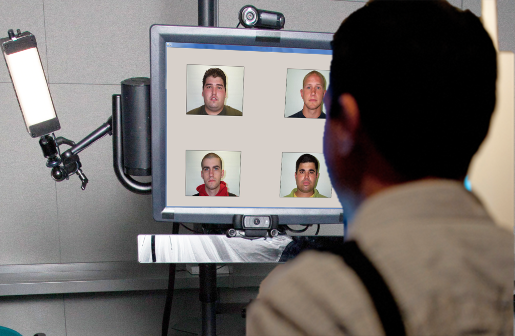 An early prototype of the automated screening kiosk.