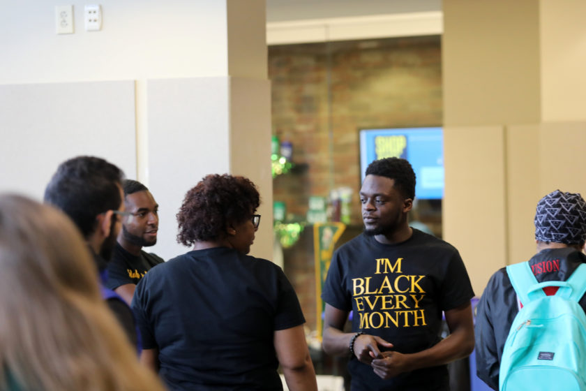 Anthony Yemitan, a sophomore computer engineering major from Houston, Texas, at the 2018 Black History Month kickoff event in the Havener Center Atrium. Sam O'Keefe/Missouri S&T