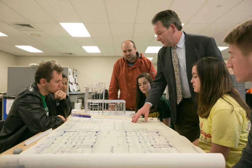 Dr. Stuart Baur teaches Architectural Design I in Butler Carlton Civil Engineering Hall as students work on drawings. Sam O'Keefe/Missouri S&T