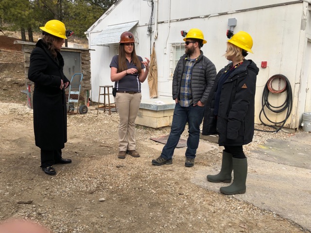 Dr. Catherine Johnson (center) at the Experimental Mine with Ozzy Osbourne (left) and his children Jack and Kelly. (Photo courtesy of A&E Network.)