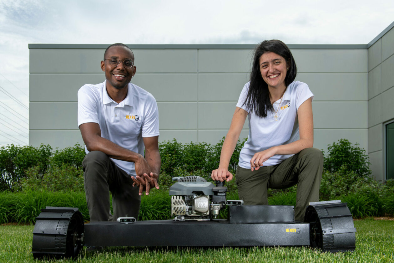 With their startup Hire Henry, Missouri S&T graduates George Leno Holmes Jr. and Keiry "Katie" Moreno Bonnett plan to transform the landscaping industry. Photo by Michael Pierce/Missouri S&T.