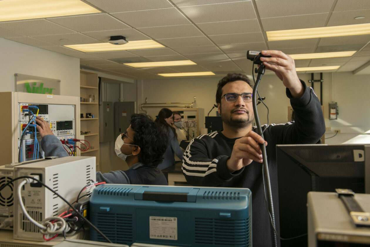 Photo of students in power lab