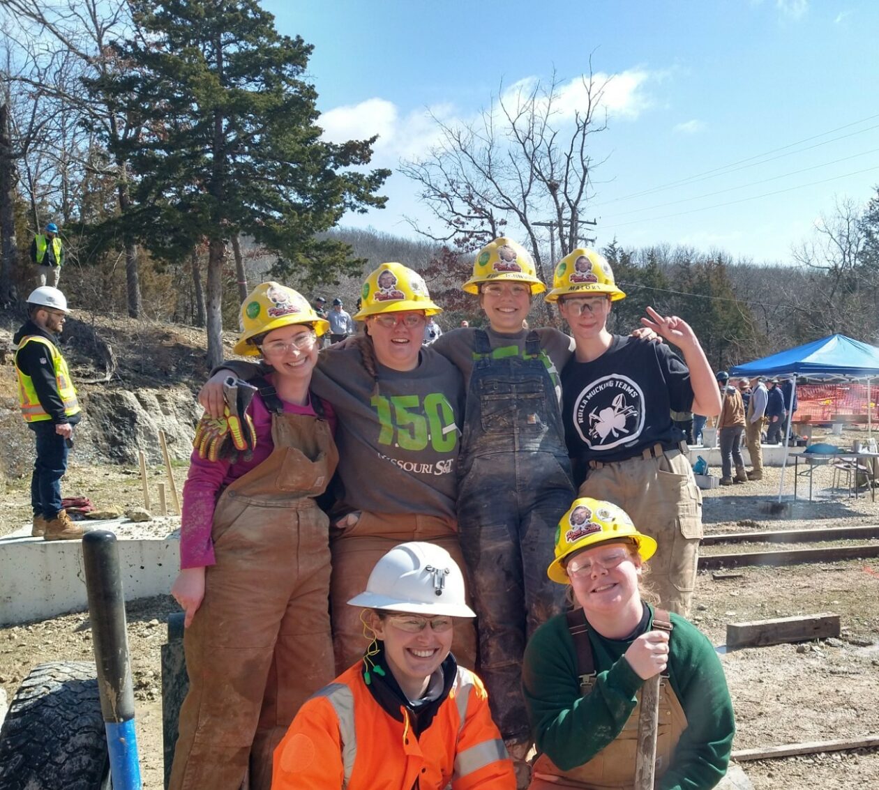 Kate Johnson, back row, third from left, with members of the S&T Women’s Mucking Team at the Intercollegiate Mining Competition S&T hosted in 2022. Photo courtesy of Kate Johnson.