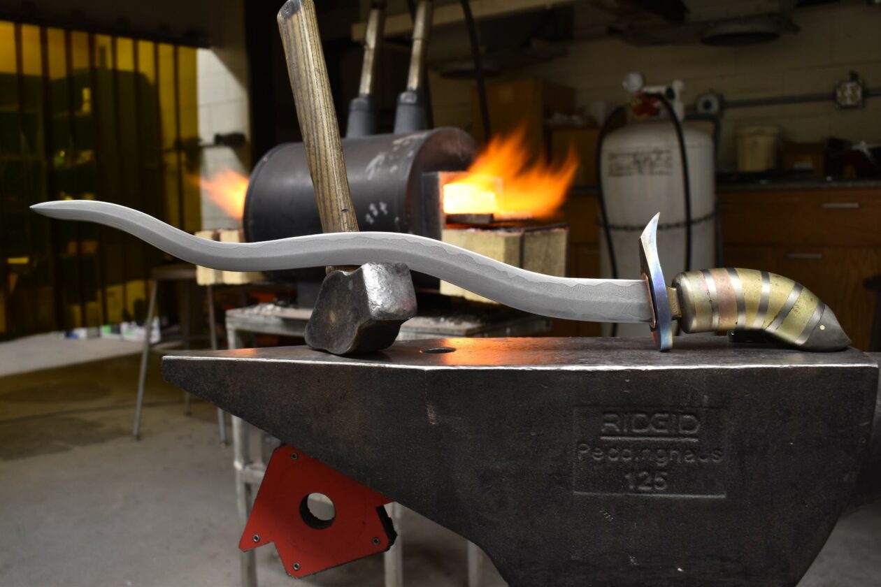 Members of the Missouri S&T Bladesmithing Team developed this dagger for the Wadsworth-Sherby Bladesmithing Competition. Photo courtesy of Harrison Smith.