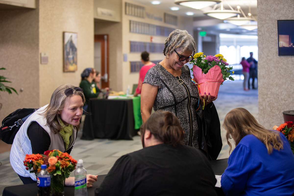 Registration for Women's Hall of Fame ceremony at S&T