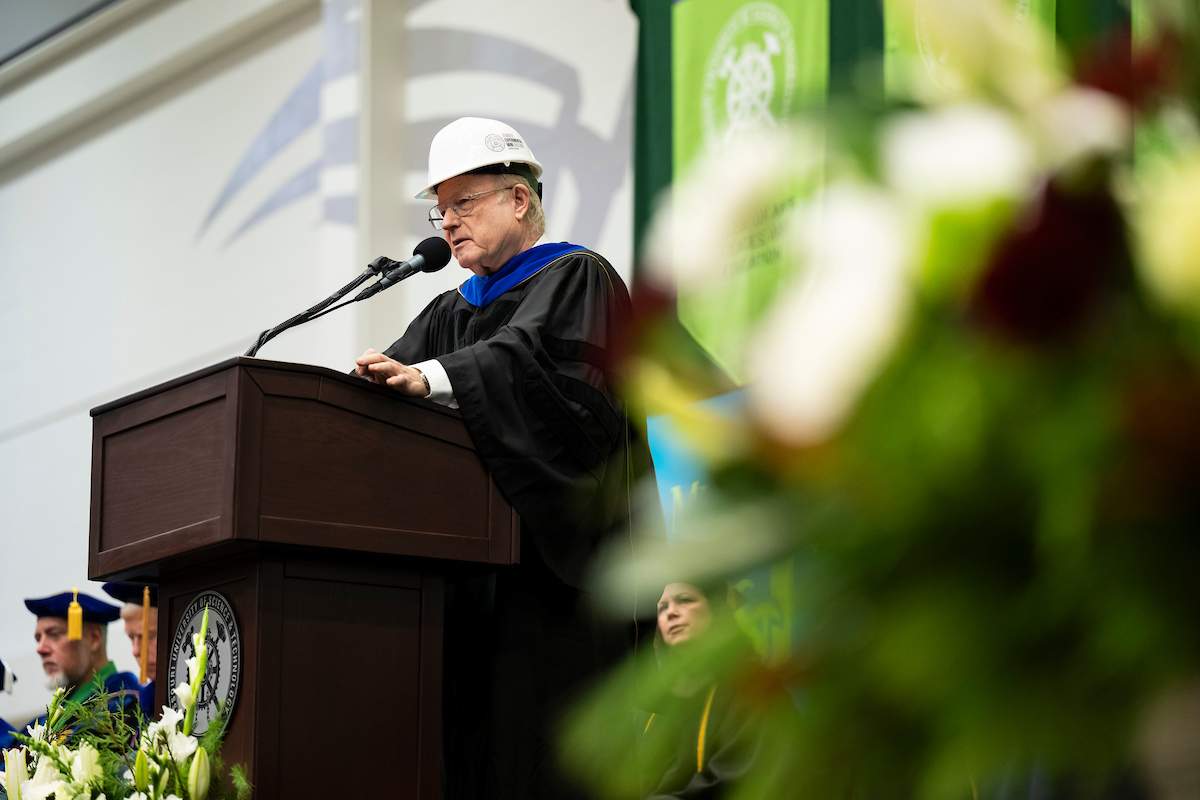 William R. Kennedy, chief executive officer of Jack Kennedy Metal Products and Buildings, shared four observations to help graduates find success during two commencement ceremonies at Missouri S&T on Saturday, Dec. 14., 2024.