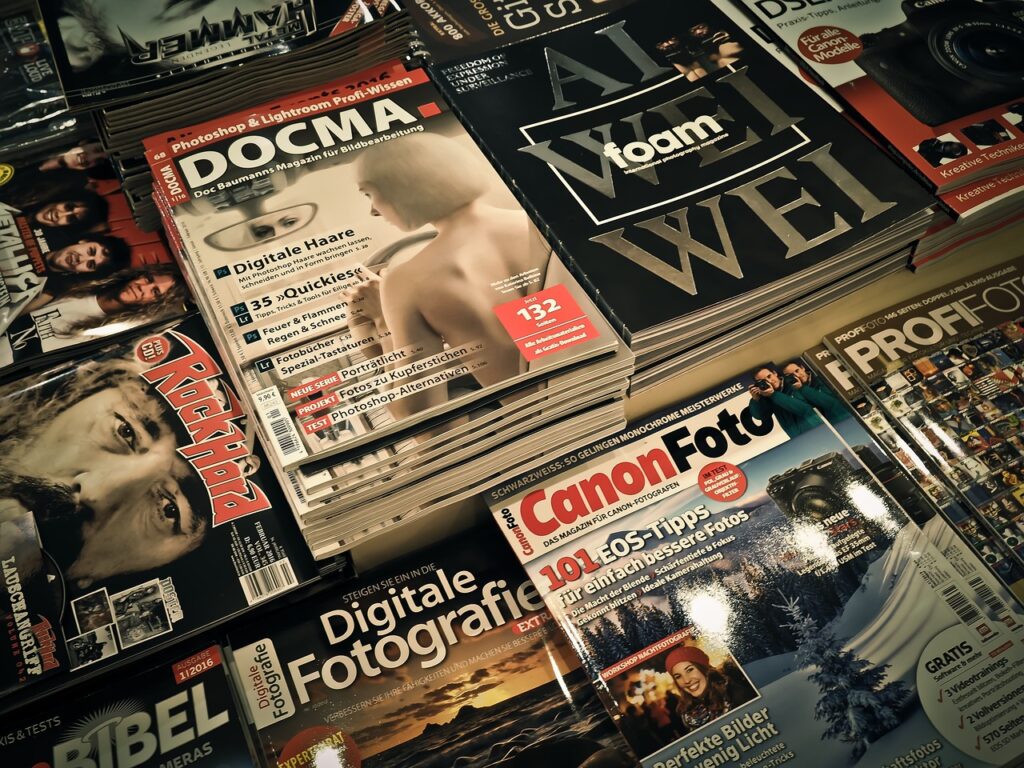 Stock image of magazines