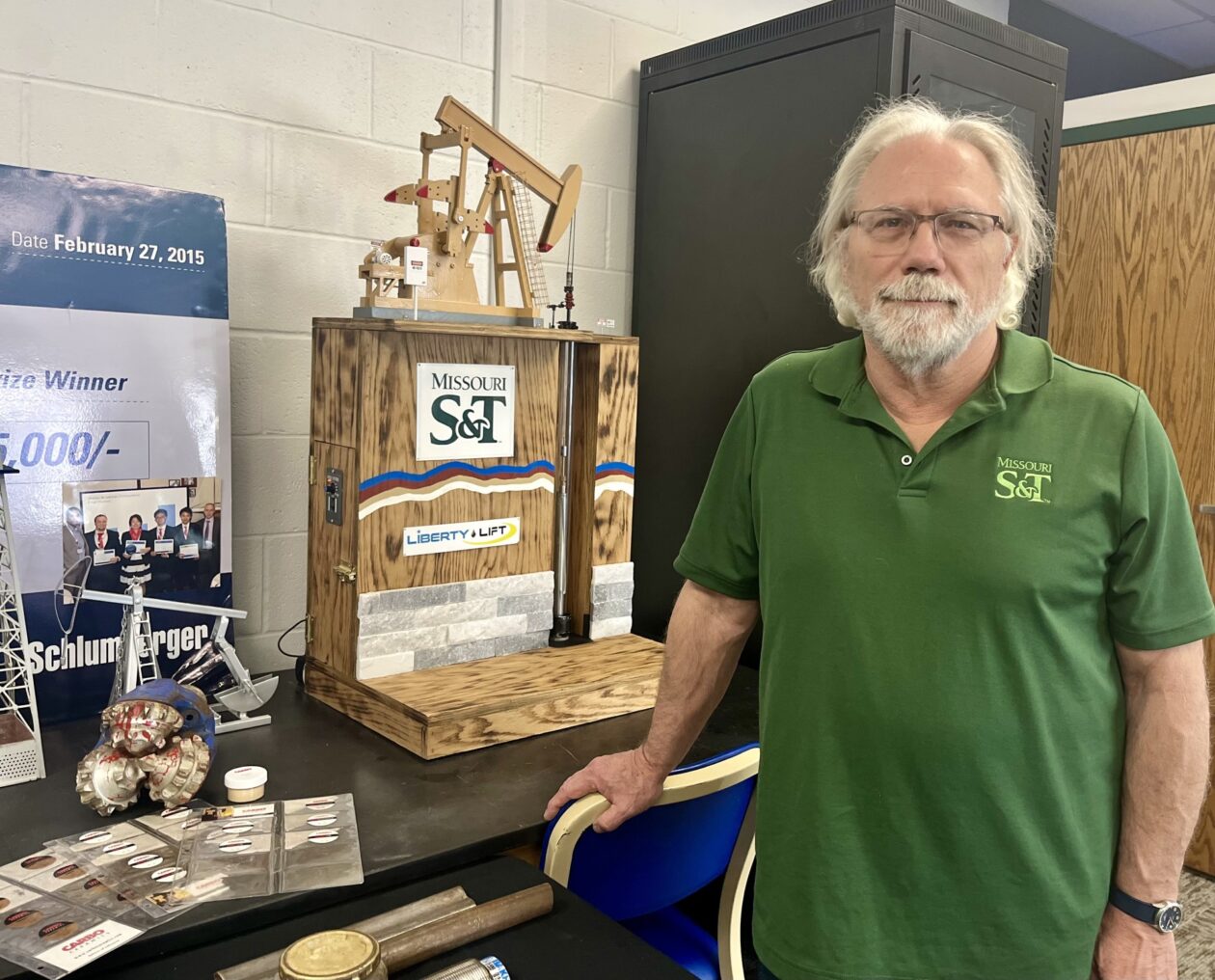 David Carpenter stands in the petroleum engineering section of S&T’s Earth Sciences and Engineering Discovery Zone. Photo by Greg Edwards/Missouri S&T.