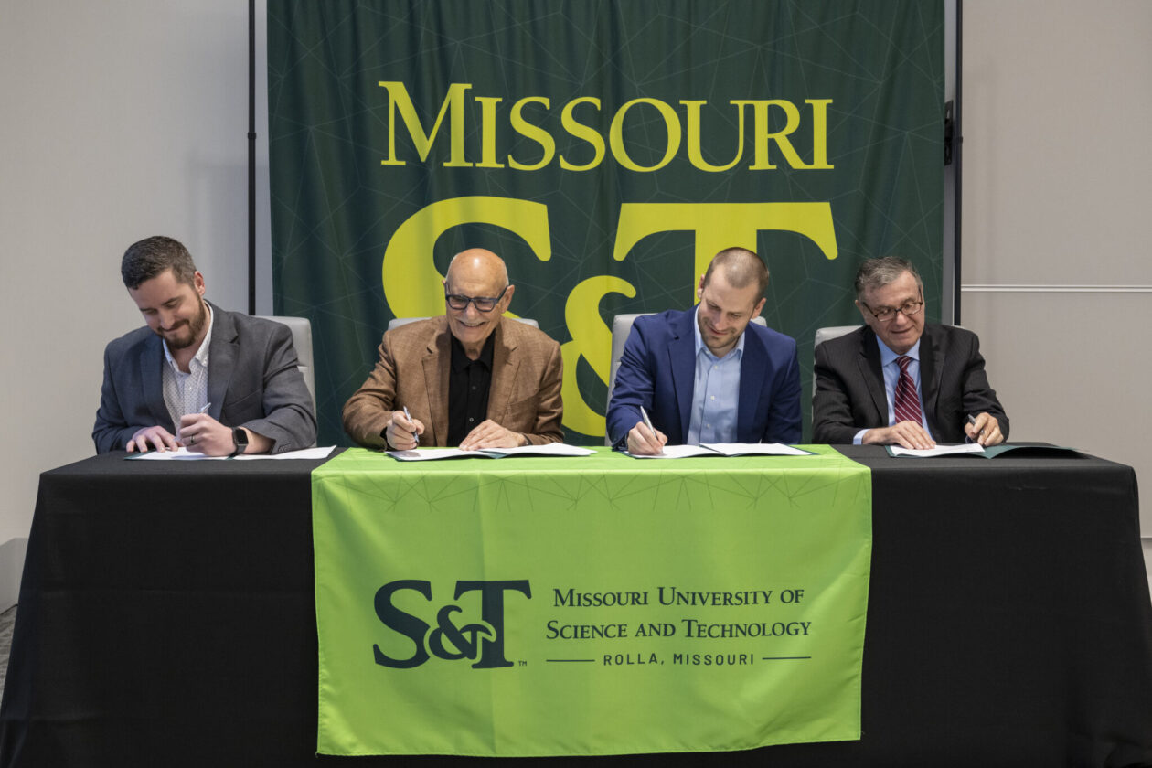 From left: Sean Kelly, co-founder and COO at Solvus Global; Diran Apelian, co-founder and chair at Solvus Global; Aaron Birt, co-founder and CEO at Solvus Global; and Richard Billo, director of Center for Advanced Manufacuring and the Missouri Protoplex. Photo by Blaine Falkena/Missouri S&T.