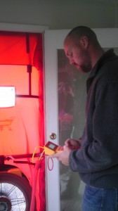Shayne Heskin working hard to learn how to conduct a Blower Test!!